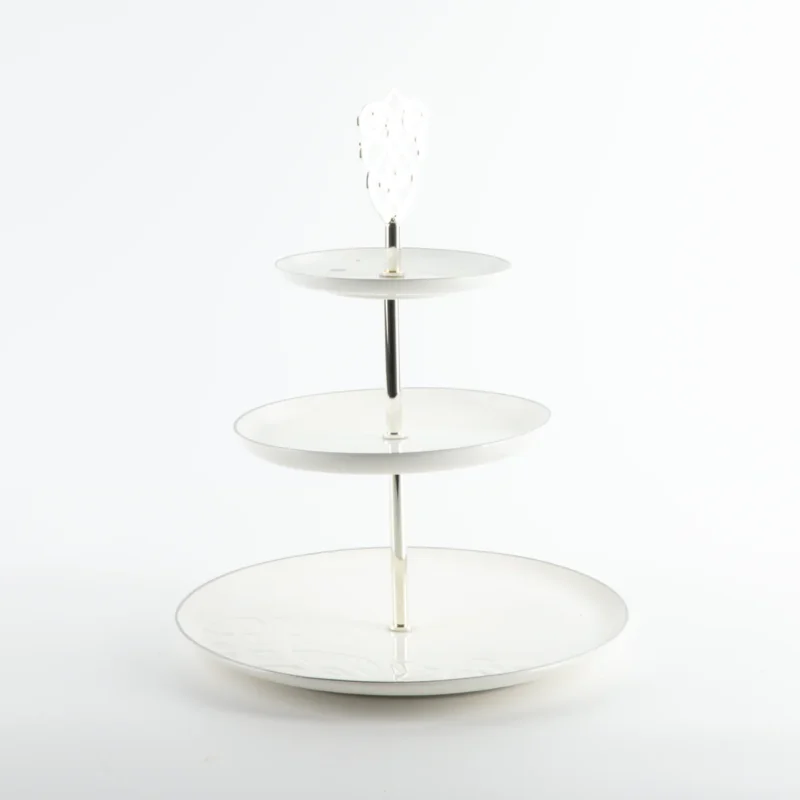 Alternative view of Bandeja De Servir Em Camadas De Aço Inox - Branco e Prata