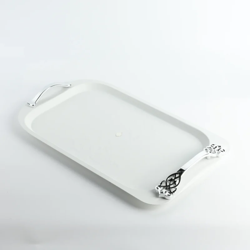 Alternative view of Bandeja Decorativa em Aço Inox - Branco e Prata